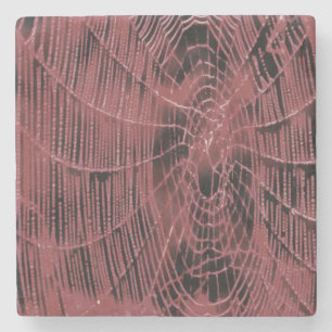 Dessous-de-verre En Pierre Peinture Abstraite D'Un Cobweb Magenta Rose