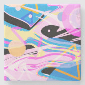 Dessous-de-verre En Pierre Peinture Abstraite géométrique à trois dimensions (Devant)