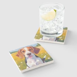 Dessous-de-verre En Pierre Peinture aquarelle d'animal de compagnie de chien