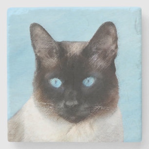 Dessous-de-verre En Pierre Peinture de chats de Siamese - Cute Original Cat A