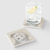 Dessous-de-verre En Pierre Peinture de Chien Havanais - Cute Original Chien A (Côté)