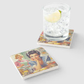 Dessous-de-verre En Pierre Peinture de cuisine rétro (Côté)