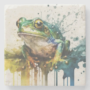 Dessous-de-verre En Pierre Peinture de grenouille semi-Abstraite très Cool