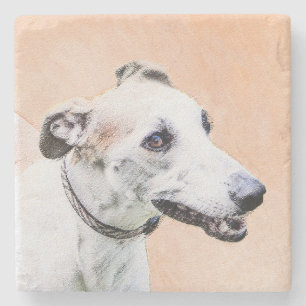 Dessous-de-verre En Pierre Peinture de lévrier - Art de chien original et mig
