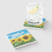 Dessous-de-verre En Pierre Peinture de tournesols (Côté)