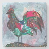 Dessous-de-verre En Pierre Peinture décorative oiseau acrylique (Devant)