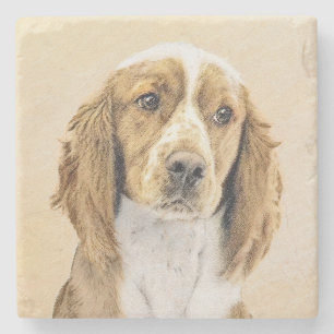 Dessous-de-verre En Pierre Peinture d'espagnol Welsh Springer - Art original 