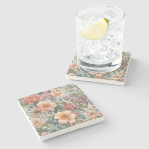 Dessous-de-verre En Pierre Peinture Fleurie Vintage de Fleurs Magnifiques