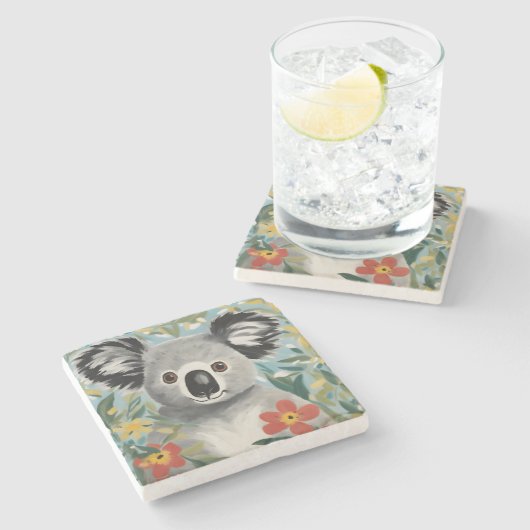 Dessous-de-verre En Pierre Peinture Koala (Côté)