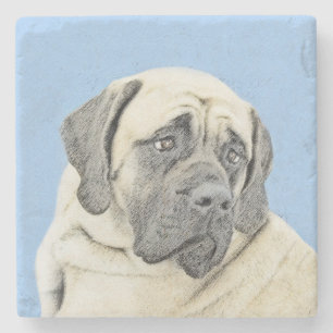 Dessous-de-verre En Pierre Peinture Mastiff (Fawn) anglaise - Art Chien origi