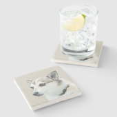 Dessous-de-verre En Pierre Peinture norvégienne Lundehund - Art original chie (Côté)