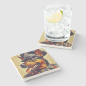 Dessous-de-verre En Pierre Peinture par Rottweiler rétro (Côté)