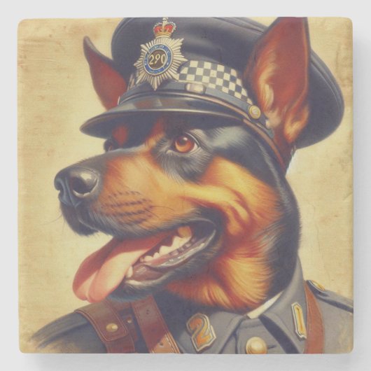 Dessous-de-verre En Pierre Peinture par Rottweiler rétro (Devant)