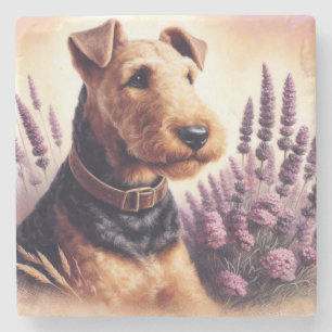 Dessous-de-verre En Pierre Peinture vintage Airedale Terrier