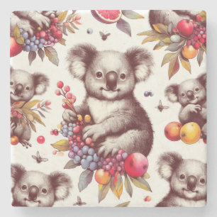Dessous-de-verre En Pierre Peinture vintage Cute Koala sans couture