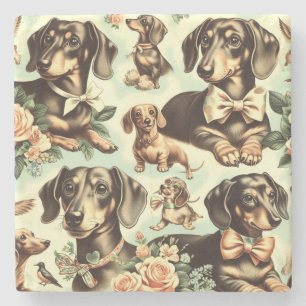 Dessous-de-verre En Pierre Peinture vintage Dachshund transparente