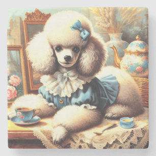 Dessous-de-verre En Pierre Peinture vintage de caniche