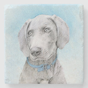 Dessous-de-verre En Pierre Peinture Weimaraner - Joli art original chien