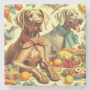Dessous-de-verre En Pierre Peinture Weimaraner vintage