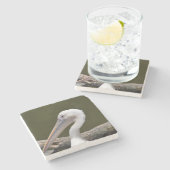 Dessous-de-verre En Pierre Pélican blanc (Côté)