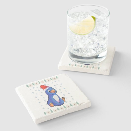 Dessous-de-verre En Pierre Penguin Lover Stone Coaster| Lover Stone Coaster - (Côté)