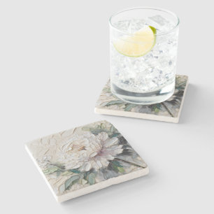 Dessous-de-verre En Pierre Peony blanc Impasto Art