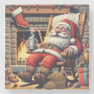 Dessous-de-verre En Pierre Père Noël dort Noël