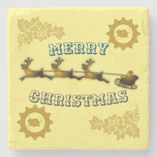 Dessous-de-verre En Pierre Père Noël paradisiaque Joyeux Noël (Devant)