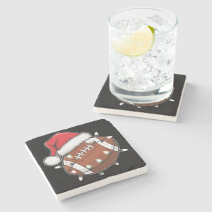 Dessous-de-verre En Pierre Père Noël Sports Noël Américain Amoureux de Footba