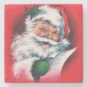 Dessous-de-verre En Pierre Père Noël vintage, Joyeux Noël, heureux Père N