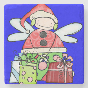 Dessous-de-verre En Pierre Père NoëlCoaster en marbre de pierre, Bleu   