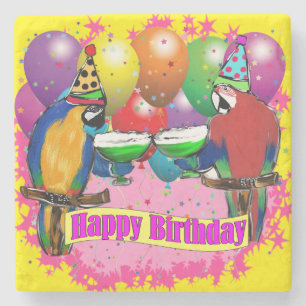 DESSOUS-DE-VERRE EN PIERRE PERROQUETS D'ANNIVERSAIRE