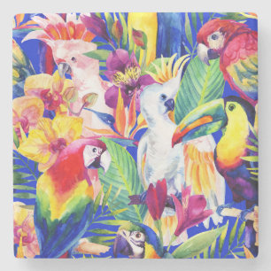 Dessous-de-verre En Pierre Perroquets d'aquarelle