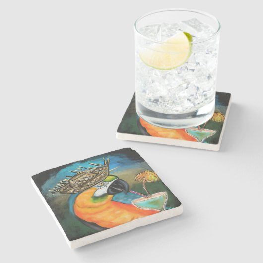 Dessous-de-verre En Pierre Perroquets de Fête (Côté)