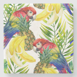 Dessous-de-verre En Pierre Perroquets et fruit tropical