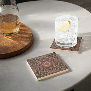 Dessous-de-verre En Pierre Perse sunniest encadré demi-cercle ethnique mandal