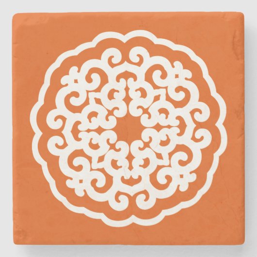 Dessous-de-verre En Pierre Persimmon Asie humeurs Mandalla (Devant)