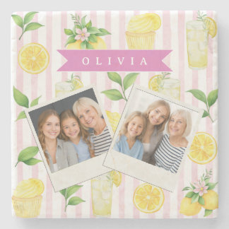 Dessous-de-verre En Pierre Personalized Blue Folk Floral Nordic Custom