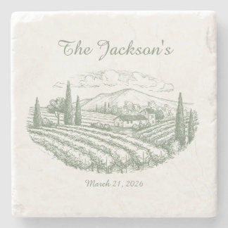 Dessous-de-verre En Pierre Personalized Vineyard Wedding Coasters 