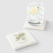 Dessous-de-verre En Pierre Personalized Wedding Favors Green Hydrangea (Côté)