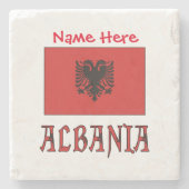 Dessous-de-verre En Pierre Personnalisation rouge du drapeau albanais (Devant)