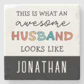 Dessous-de-verre En Pierre Personnalisé Funny merveilleux cadeau de mari (Devant)