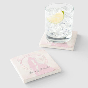 Dessous-de-verre En Pierre Personnalisé Romantique Dreamtic Mariage rose Coup