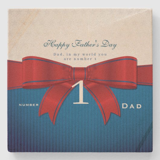 Dessous-de-verre En Pierre Personnaliser Papa Numéro Un Dans Mon Monde (Devant)
