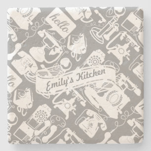 Dessous-de-verre En Pierre Personnalisez Hello Grey ou n'importe quel télépho