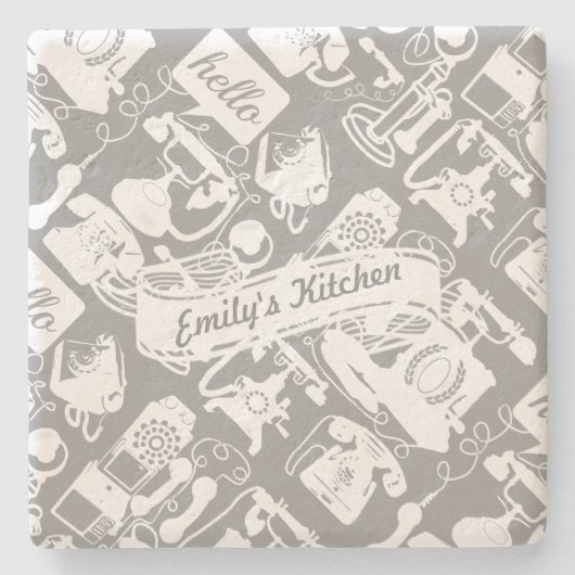 Dessous-de-verre En Pierre Personnalisez Hello Grey ou n'importe quel télépho (Devant)