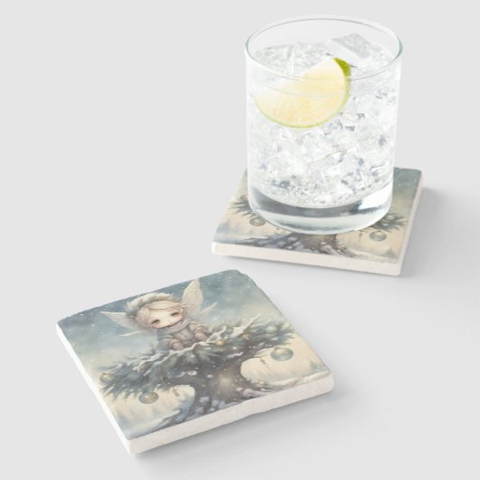 Dessous-de-verre En Pierre Petit Ange de Noël (Côté)