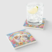 Dessous-de-verre En Pierre Petit chiot/chiot/chaton (Côté)