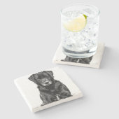Dessous-de-verre En Pierre Petit Labrador Chien noir Chien Chien Chien Chien  (Côté)