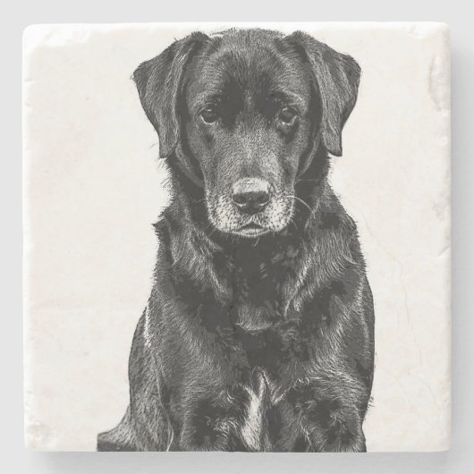 Dessous-de-verre En Pierre Petit Labrador Chien noir Chien Chien Chien Chien  (Devant)